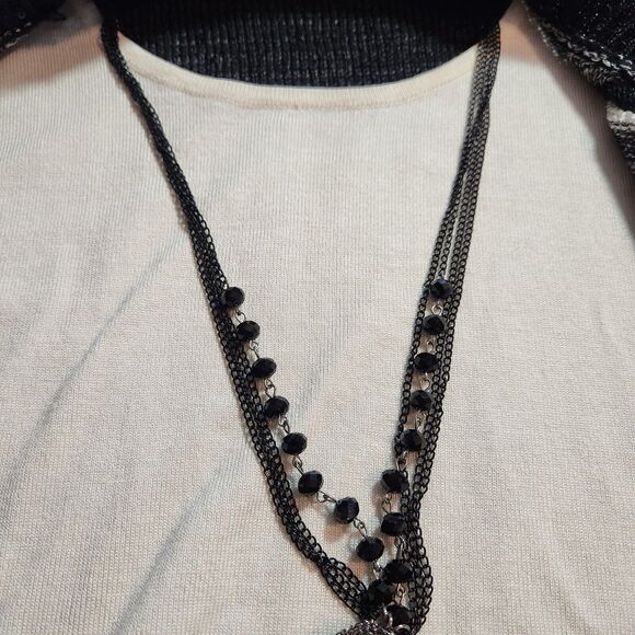 Alfred Dunner Women's S Embellish Black White Two-fer 3/4 Sleeve Sweater - Picture 8 of 15